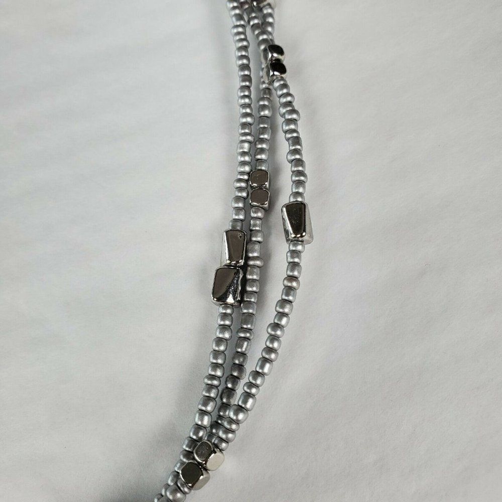Lia Sophia Multi-Strand Gray‎ Glass Sead Bead Synergy Pendant Necklace Statement - Picture 5 of 10